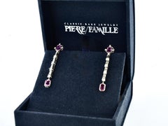 Natural Pink Sapphire and Diamond Dangle Earrings, 2.92ct. Pierre/Famille