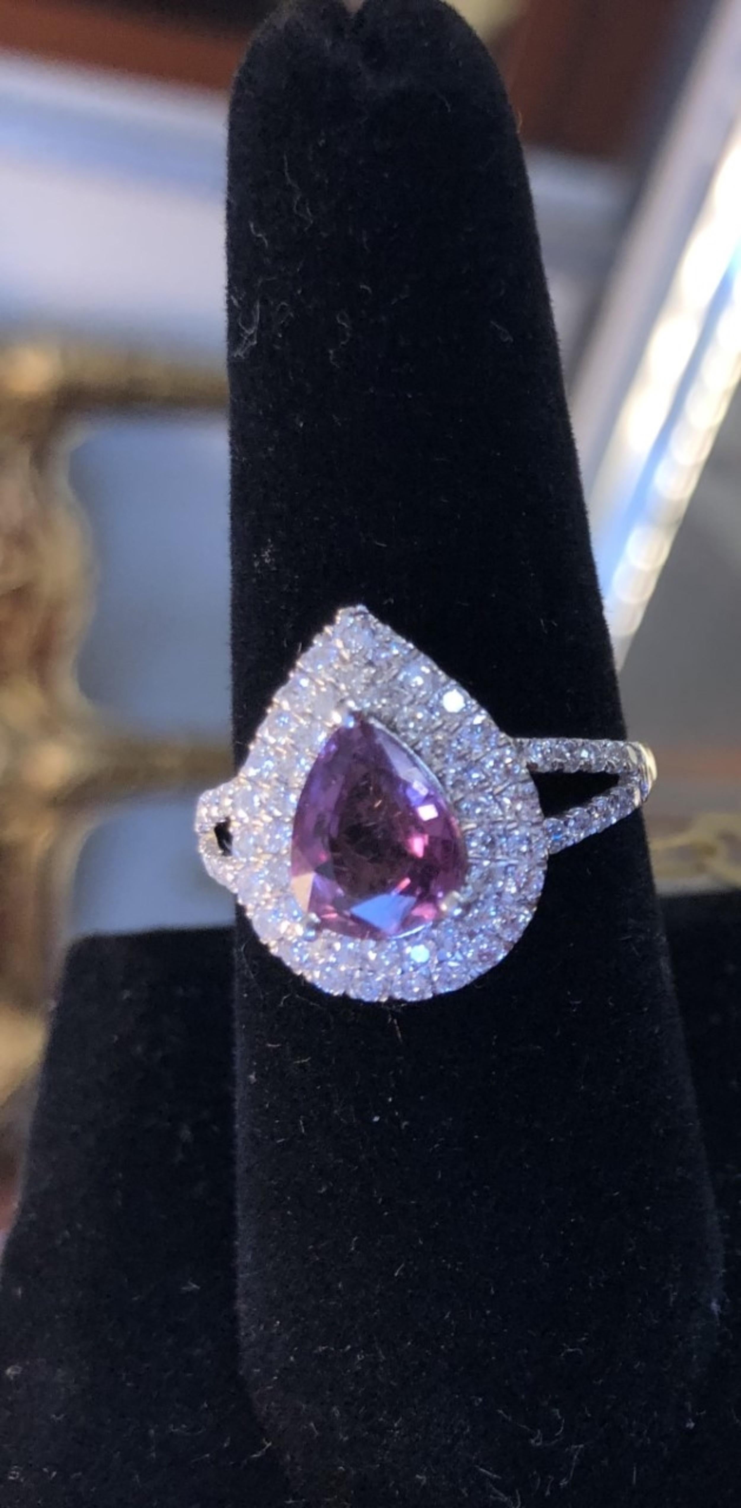 Natural Pink Sapphire and Diamond Ring 1