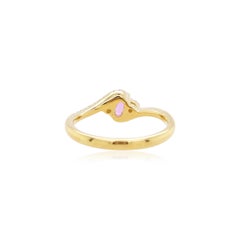 Natürlicher Pink Saphir Weißer Diamant 18K Gold Verlobungsring