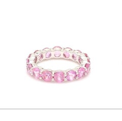 Natural 4.12cts Pink Sapphire Band Ring in 14k Gold