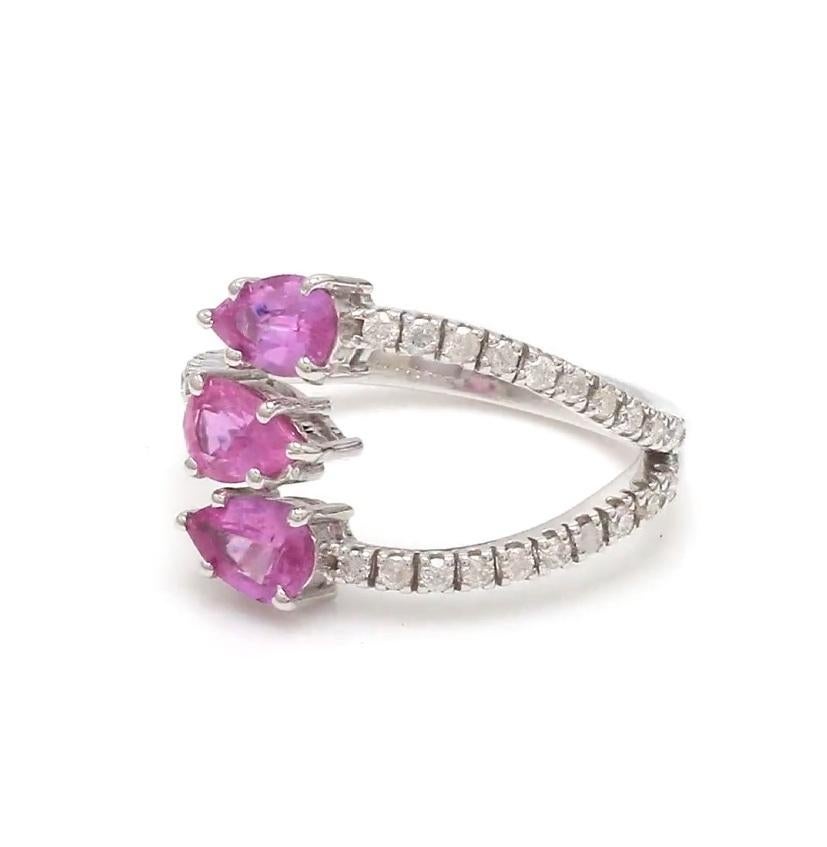 Ring mit natürlichem rosa Saphir aus 18 Karat Gold im Angebot 5