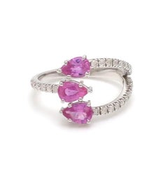 Natural 1.43cts Pink Sapphire & 0.32cts Diamond Band Ring in 18k Gold