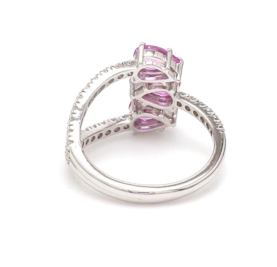 Ring mit natürlichem rosa Saphir aus 18 Karat Gold (Asscher-Schliff) im Angebot