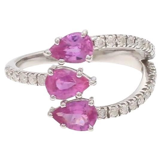 Anillo de zafiro rosa natural en oro de 18 quilates