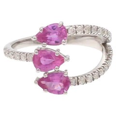 Natural Pink sapphire band ring in 18k gold