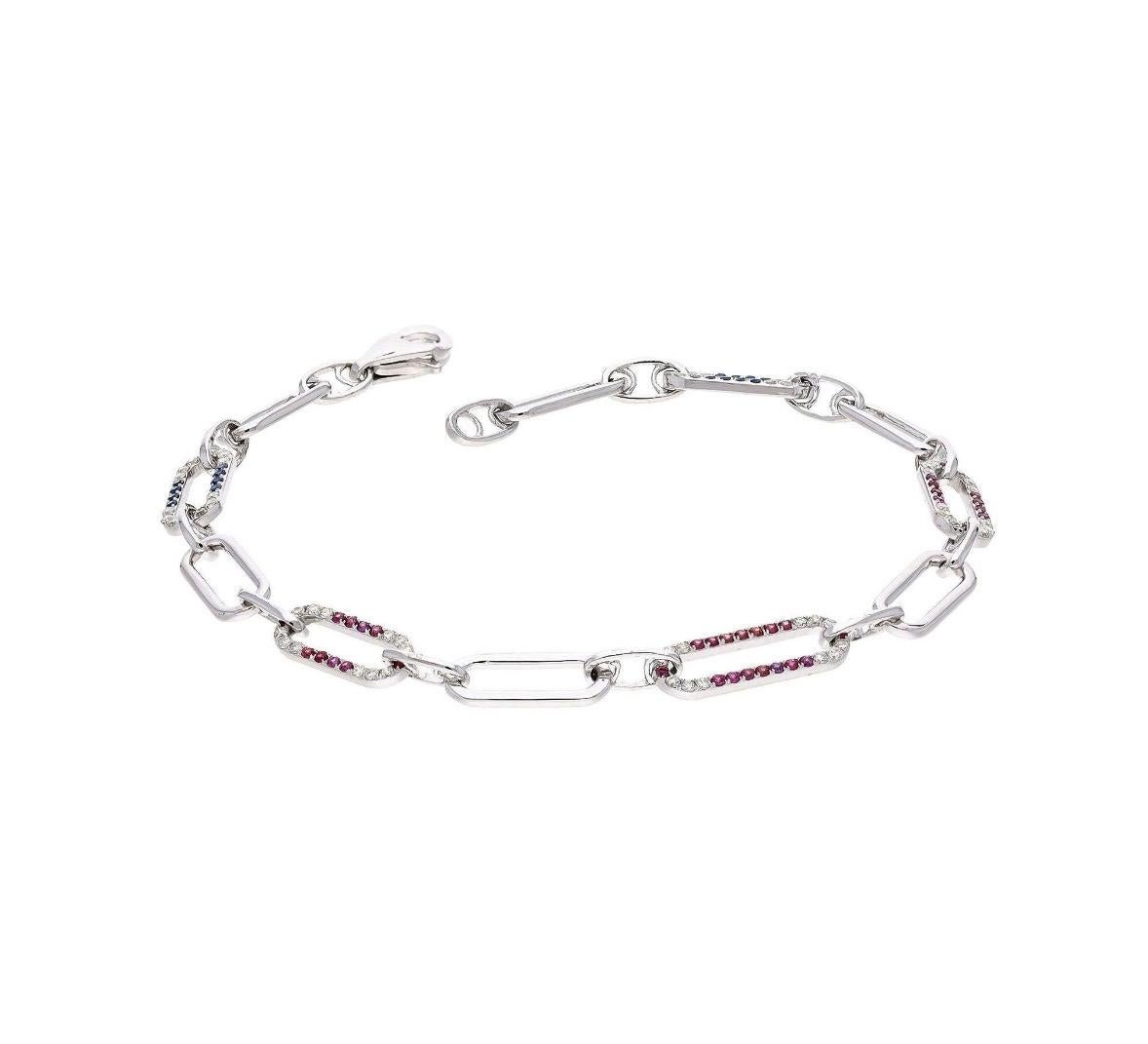 Bracciale in oro 18 carati con zaffiro rosa naturale e zaffiro blu e diamanti In condizioni Nuovo in vendita a jaipur, IN