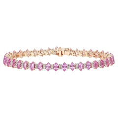 Pulsera de zafiro rosa natural en oro rosa de 18 quilates