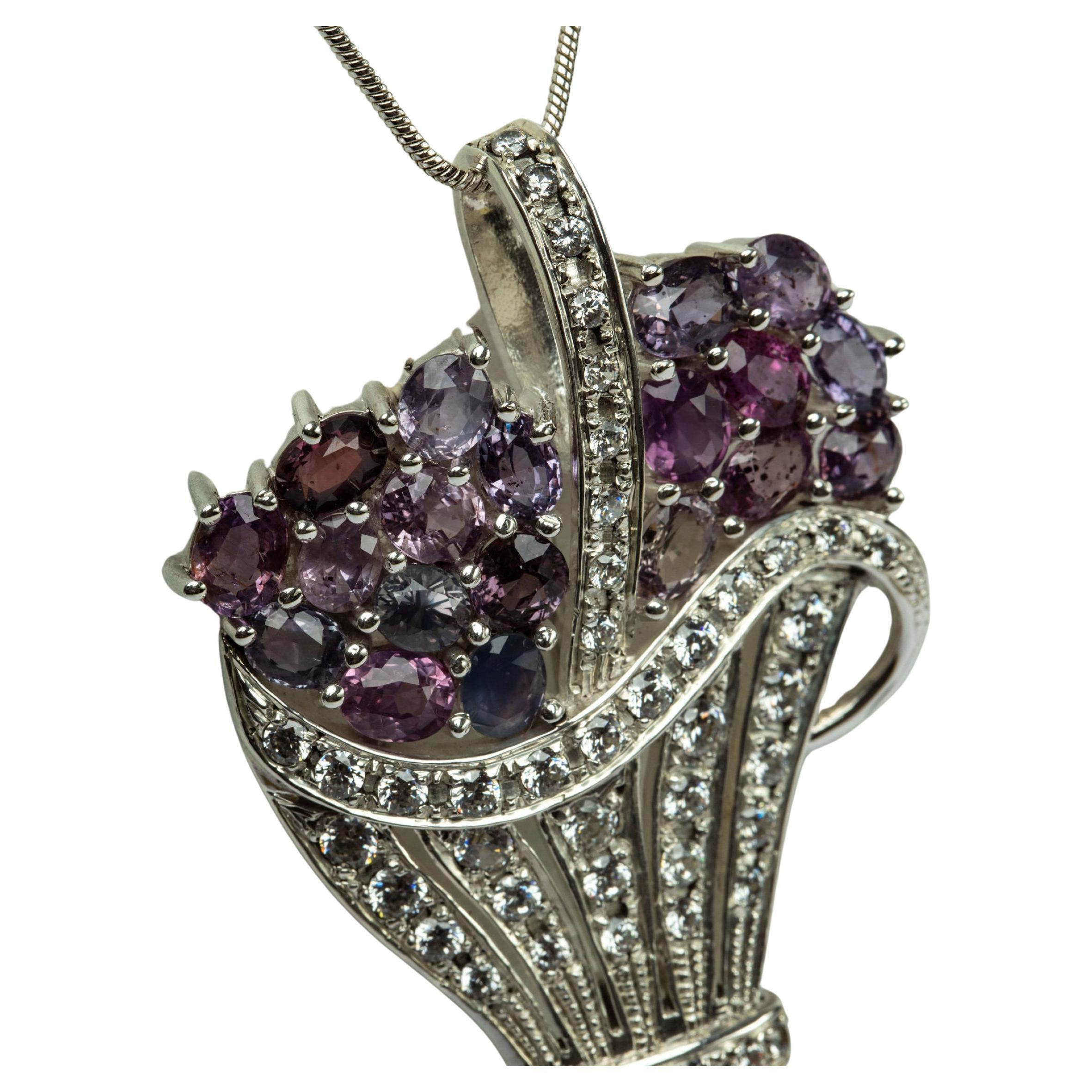 Women's or Men's Natural Pink Sapphire Brooch Pendant For Sale