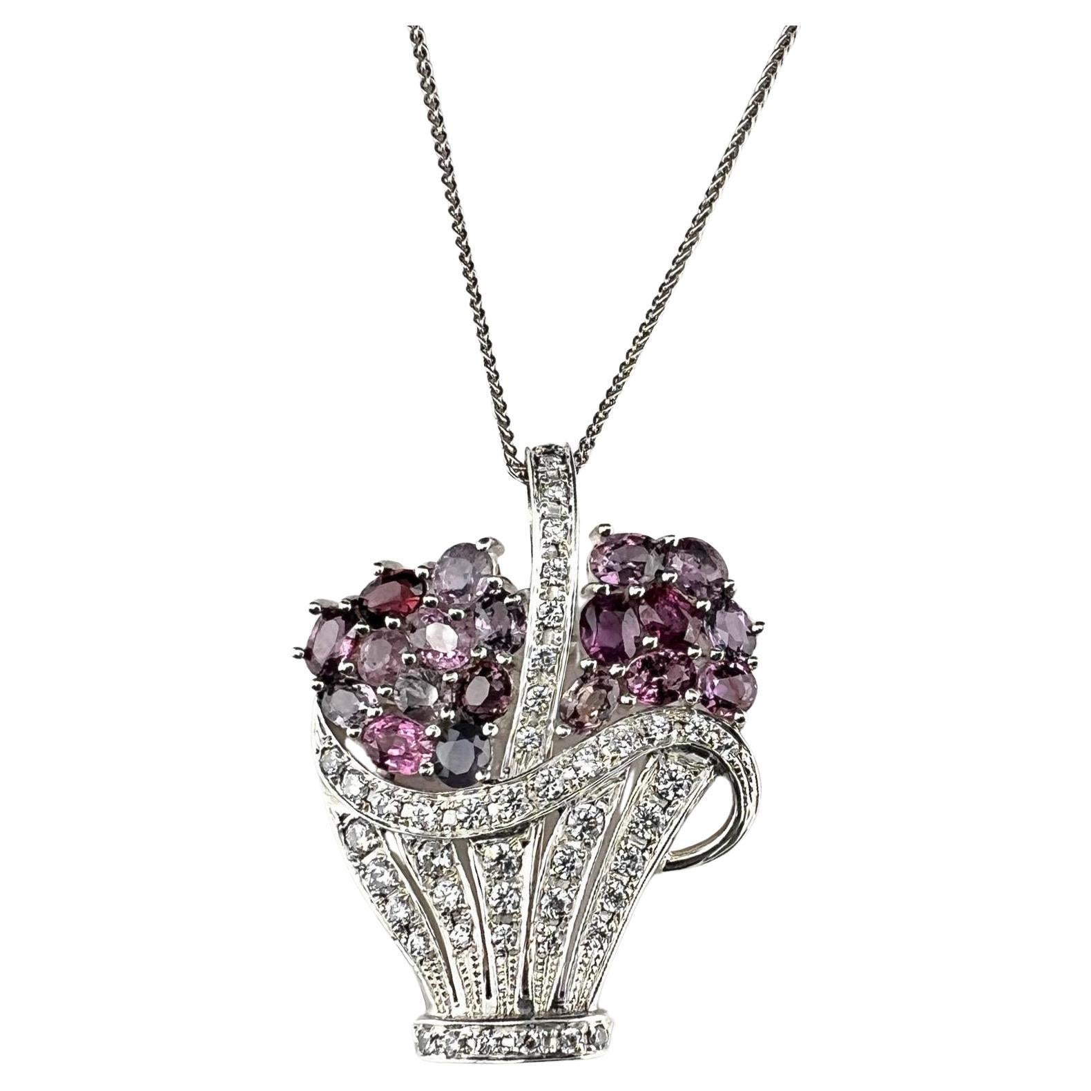 Natural Pink Sapphire Brooch Pendant In New Condition For Sale In Lanham, MD