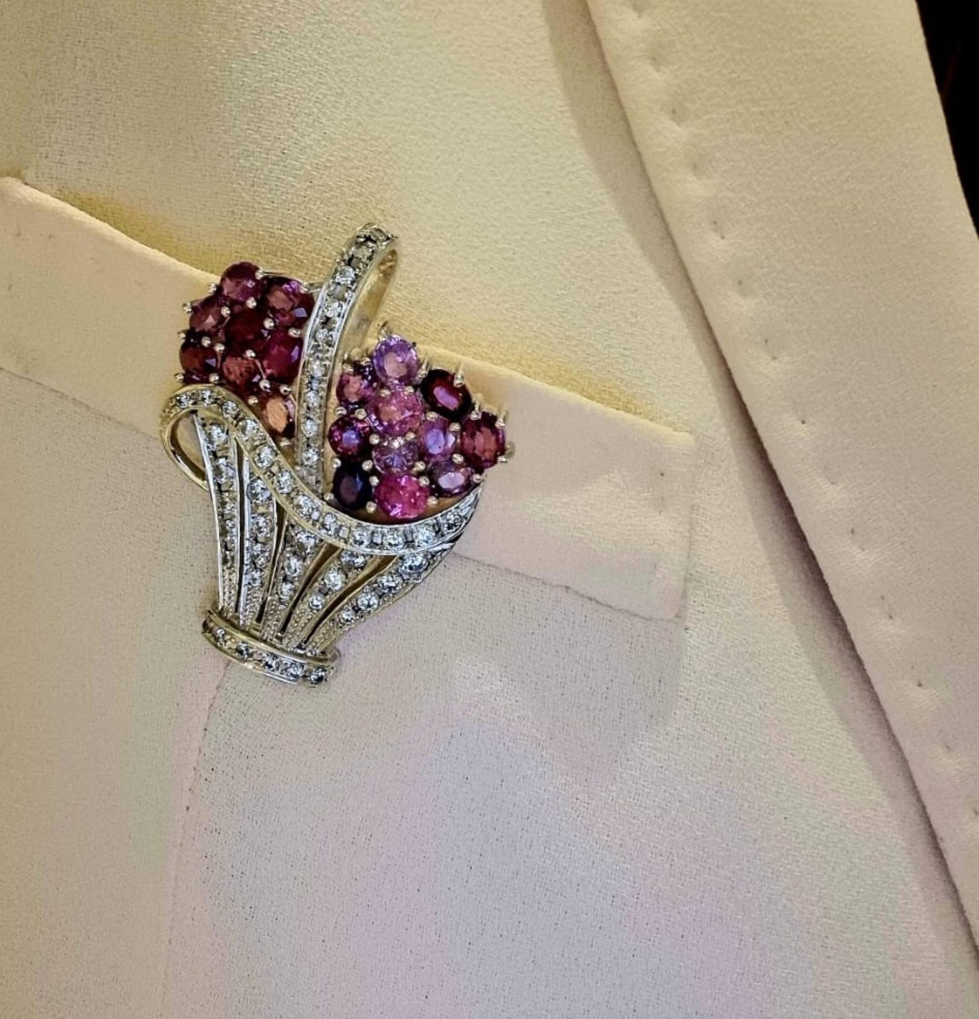Romantic Natural Pink Sapphire Brooch Pendant For Sale