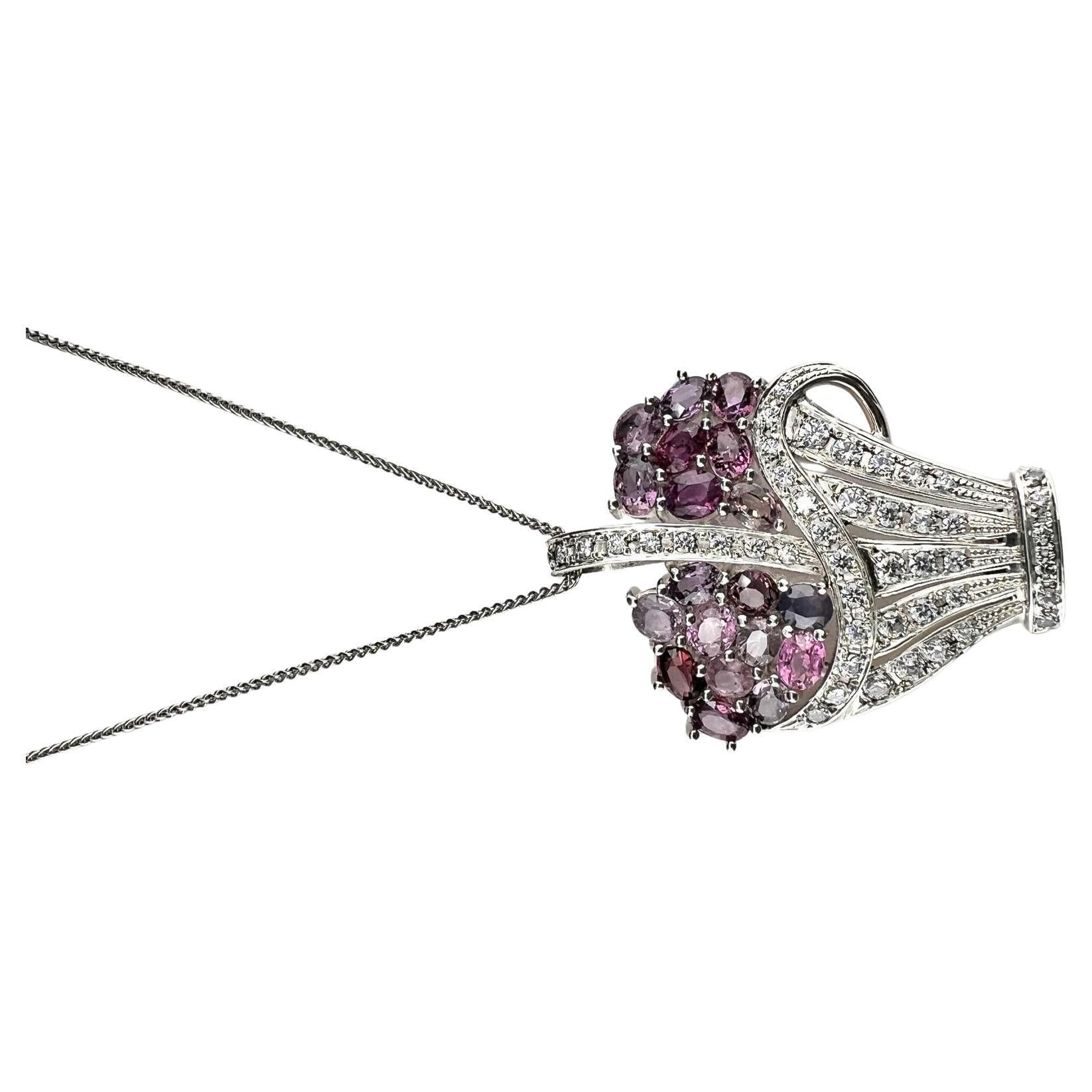 Natural Pink Sapphire Brooch Pendant For Sale 1