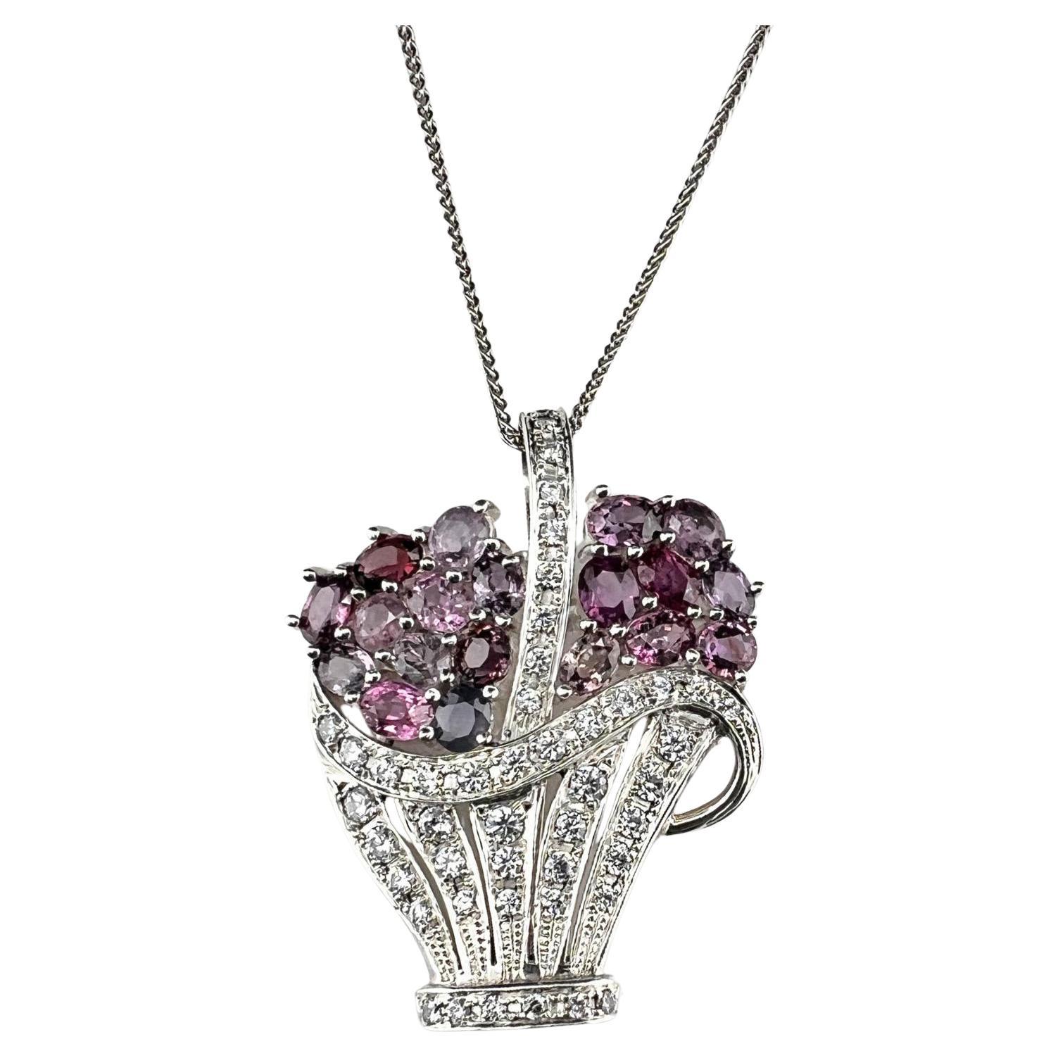 Natural Pink Sapphire Brooch Pendant For Sale