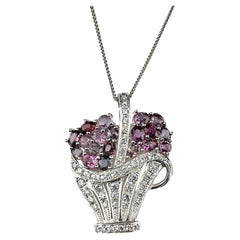 Natural Pink Sapphire Brooch Pendant