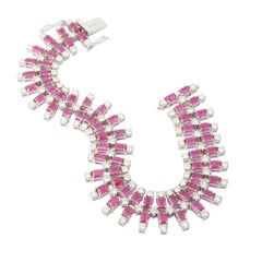 Bracciale con zaffiro rosa naturale da 11,660 carati e diamante da 2,870 carati in oro 18 carati