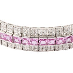 Armband aus 18 Karat Gold mit natürlichem rosa Saphir und Diamanten