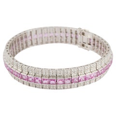 Armband aus 18 Karat Gold mit natürlichem rosa Saphir und Diamanten