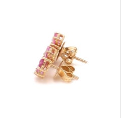 Natural Pink sapphire & Diamond Earring in 14k Gold