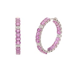Natural Pink Sapphire & Diamond Earring in 18k Gold