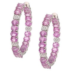 Natural Pink Sapphire & Diamond Earring in 18k Gold