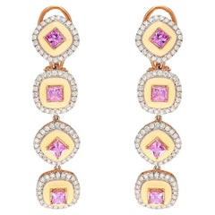 Natural Pink Sapphire & Diamond Earring in 18k Gold