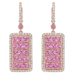 Orecchino con zaffiro rosa naturale e diamante in oro 18 carati