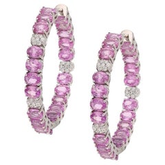 Natural Pink Sapphire & Diamond Earring in 18k Gold
