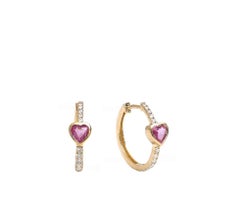 Orecchini in oro 14k con zaffiro rosa naturale da 0,49 carati e diamante da 0,16 carati