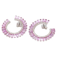 Boucles d'oreilles saphir rose naturel et diamant en or 18k