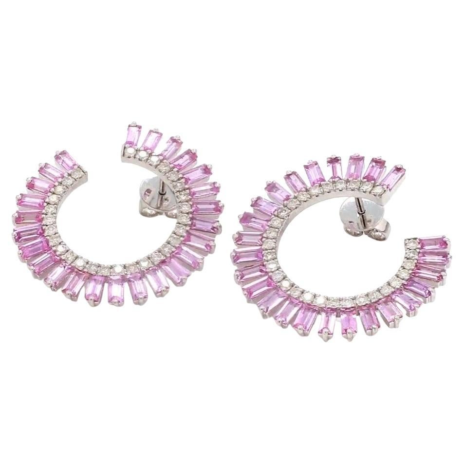 Natural pink sapphire diamond earrings in 18k gold
