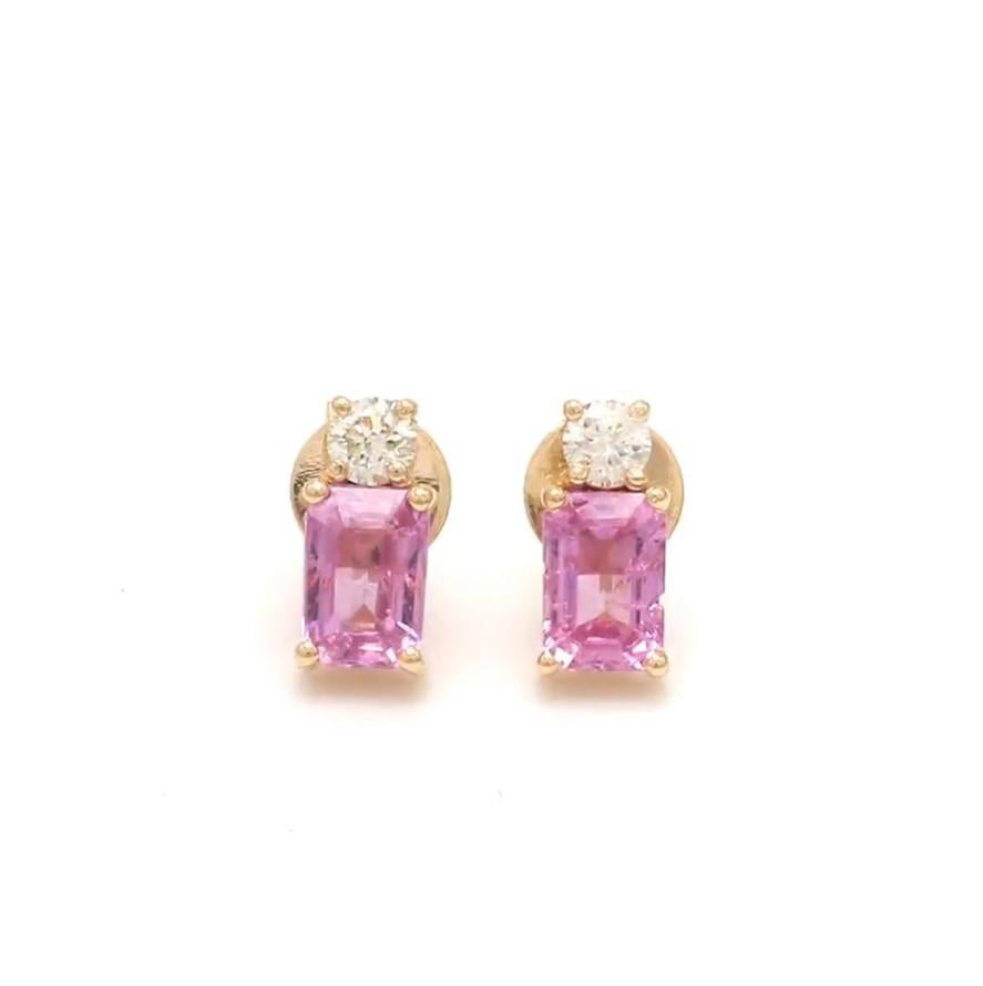 Boucles d'oreilles saphir rose diamant taille émeraude or  Clous d'oreilles saphir rose naturel octogonal diamant rond or  Mini-clou saphir rose or

DÉTAILS DES PIERRES PRÉCIEUSES :
✦ Pierre précieuse : Saphir rose
✦ Gemstone Type : Nature
✦ Taille
