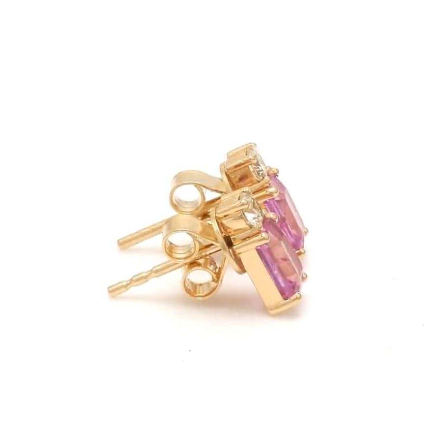 Saphir rose naturel diamant en jeu 14k Pour femmes en vente