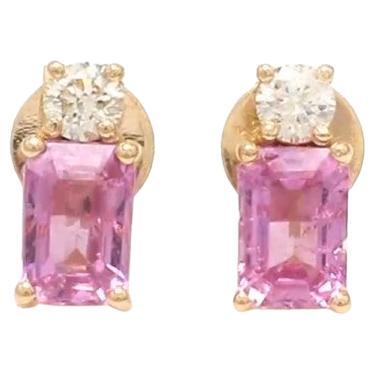 Saphir rose naturel diamant en jeu 14k
