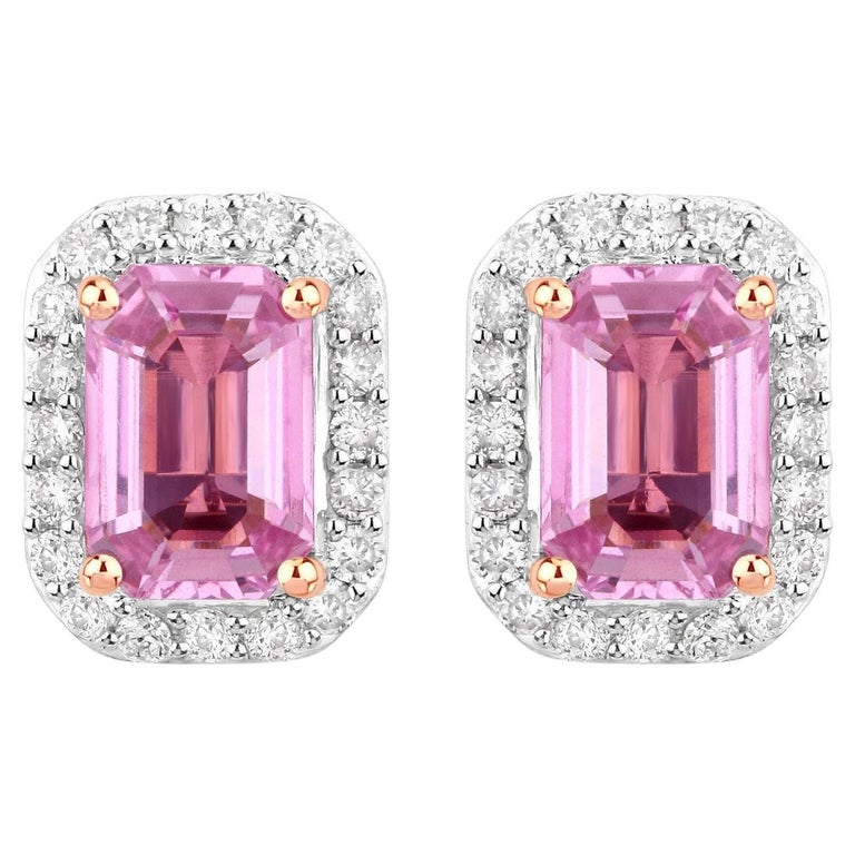 Multicolor Rainbow Sapphires Diamonds Halo 14K Yellow Gold Cluster Drop Earrings main image 0