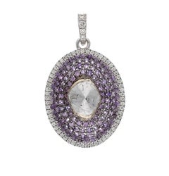 Natural Pink Sapphire 0.21cts & Diamond 0.44cts Pendant in 18k Gold