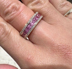 Natural Pink Sapphire and Diamond Ring in 14K Gold, 2.18ct, India