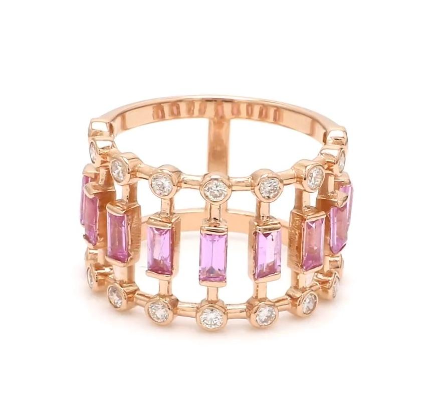 Ring mit natürlichem rosa Saphir-Diamant aus 14 Karat Gold im Zustand „Neu“ im Angebot in jaipur, IN
