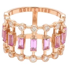 Natural pink sapphire diamond ring in 14k gold
