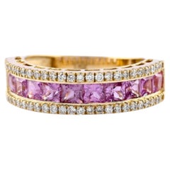 Natural Pink Sapphire and Diamond Ring in 14K Gold, 2.18ct, India