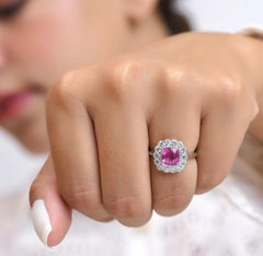 Natural 2.29 cts pink sapphire & 0.81 cts diamond ring in 18k gold