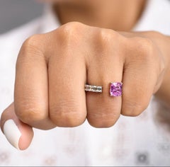 Natural 1.87cts Pink Sapphire & 0.55cts Diamond Ring in 18k Gold