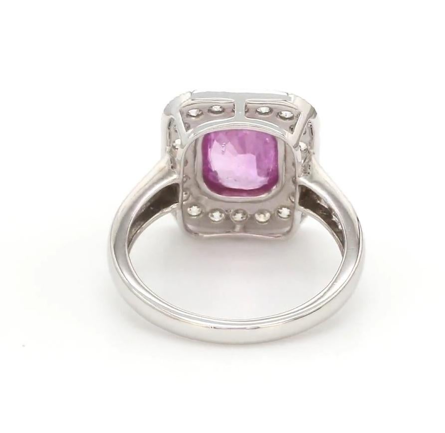 Ring mit natürlichem rosa Saphir-Diamant aus 18 Karat Gold im Angebot 1