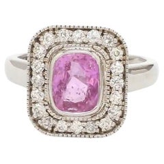 Natural pink sapphire diamond ring in 18k gold