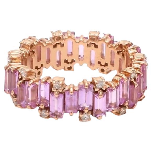 Natural pink sapphire diamond ring in 18k gold