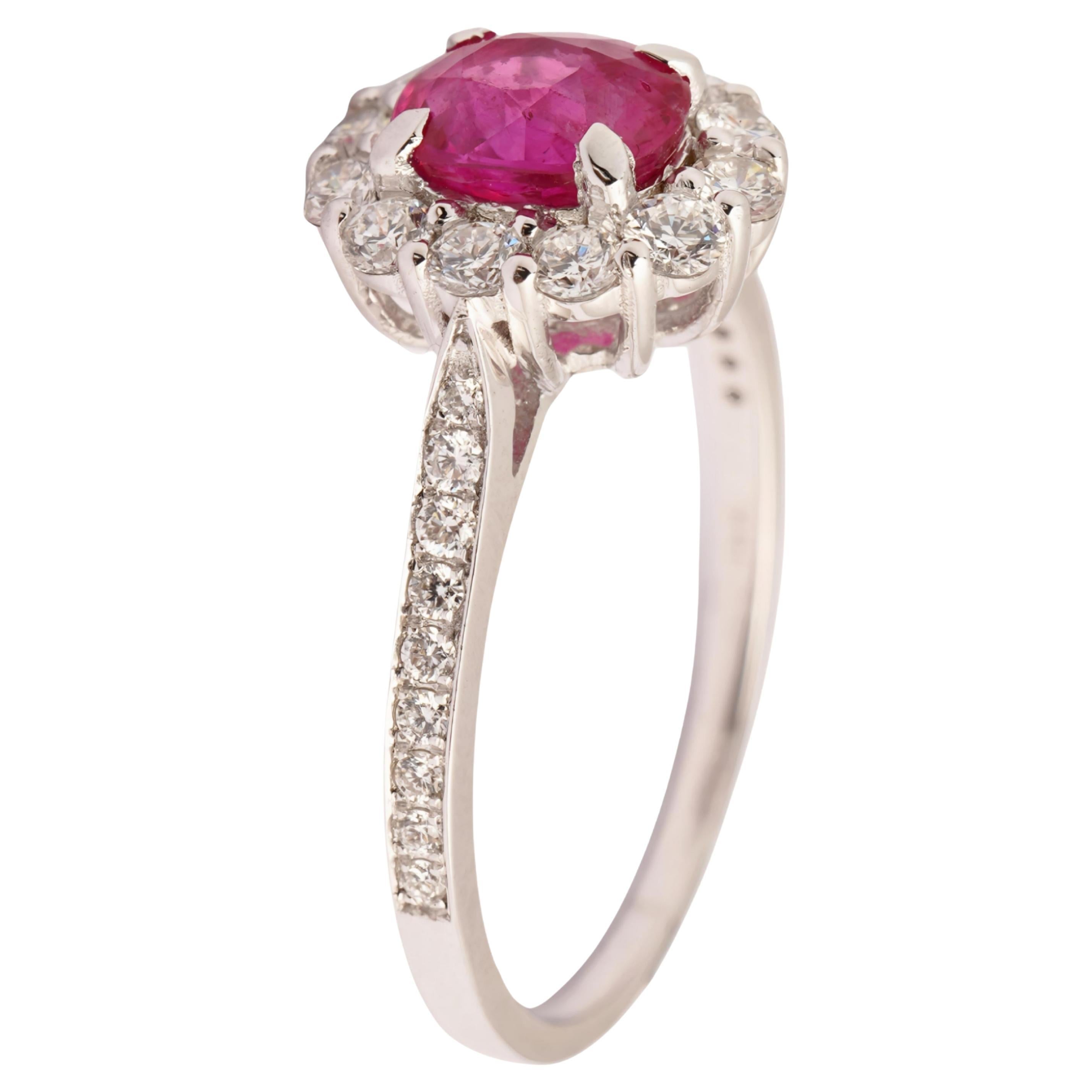 Natural pink sapphire diamond ring in 18k gold