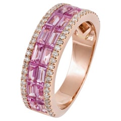 Natural Pink sapphire & Diamond Ring in 18k Gold