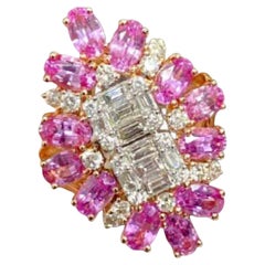 Natural Pink sapphire & Diamond Ring in 18k Gold