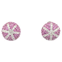 Zaffiro rosa naturale e diamante, orecchini a stella marina in oro bianco 18 Kt