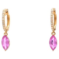 Natural pink sapphire diamond earrings in 18k gold