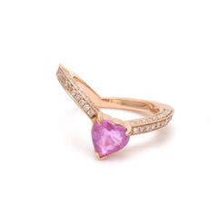 Natural 1.07 cts pink Sapphire & 0.23 cts diamonds ring in 18k gold