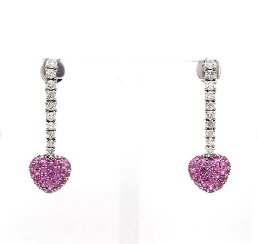 Ohrring aus natürlichem rosa Saphir in 18 Karat Gold im Zustand „Neu“ im Angebot in New York, NY